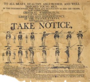 Recruitment poster for George Washington’s Continental Army