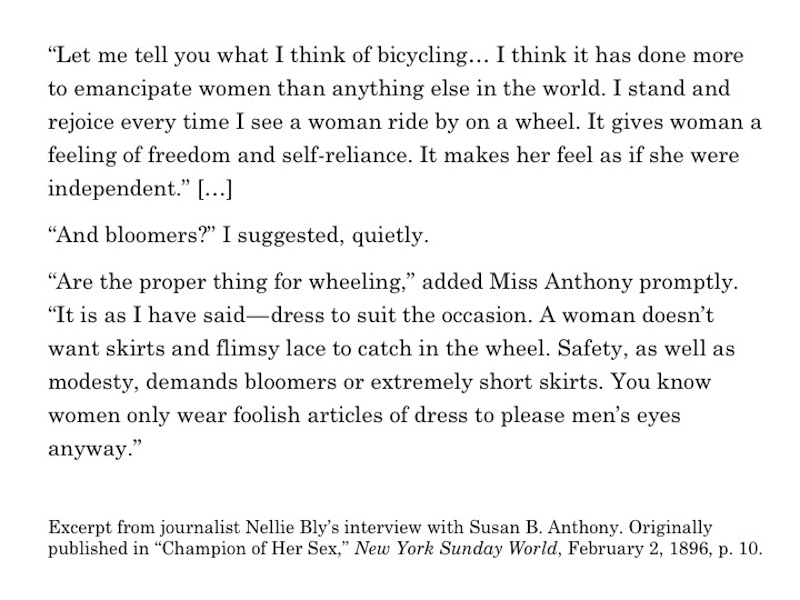 Excerpt from journalist Nellie Bly’s interview with Susan B. Anthony