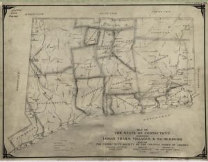 1930's Map of Connecticut representing Native America tribes in 1625n